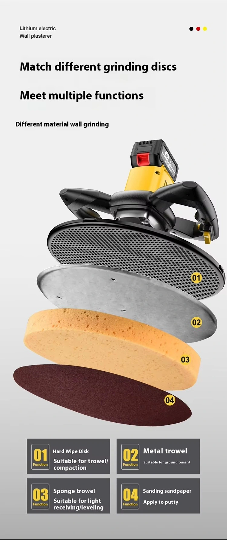 Plastering Lithium-Ion Trowel with Steering Wheel Handle‌‌