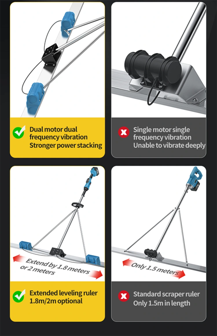 Lithium Battery Concrete Screed Vibrator Leveling Ruler